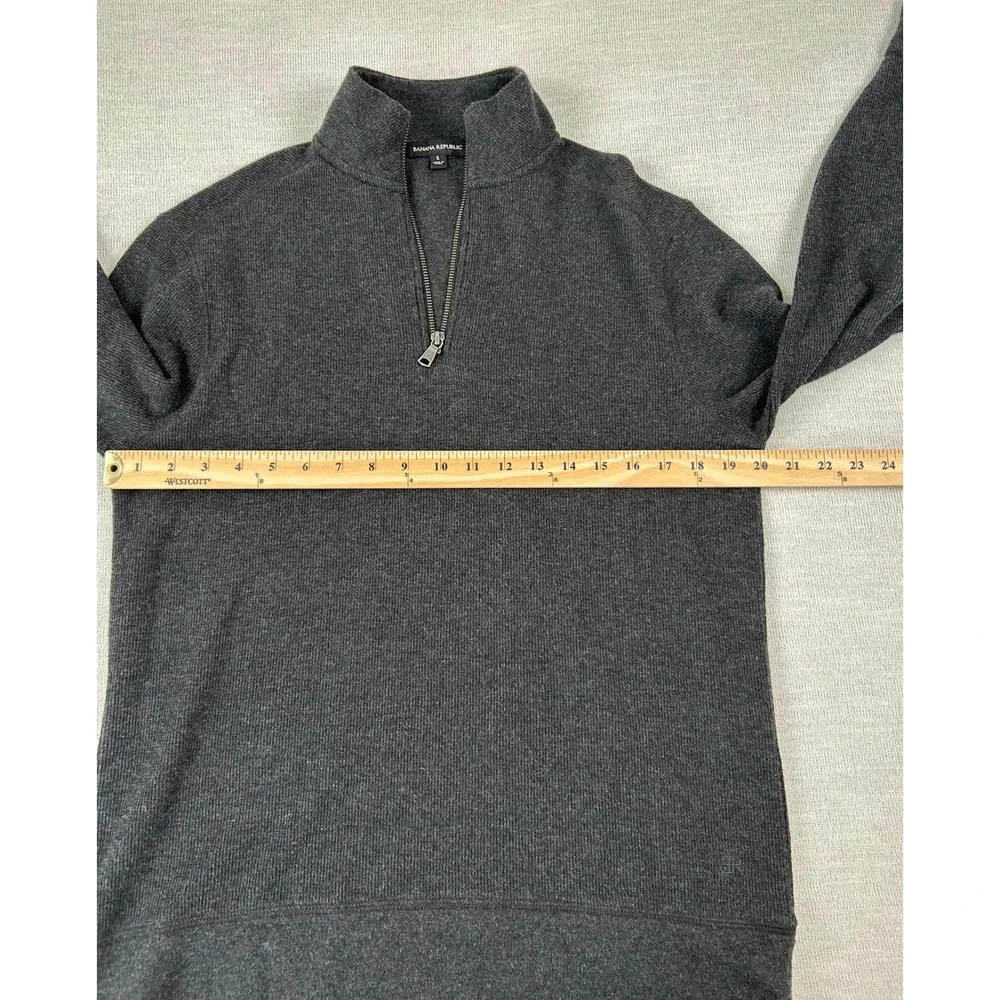 Banana Republic Mens Gray 1/4 Zip Textured Pullover Sweater Size S